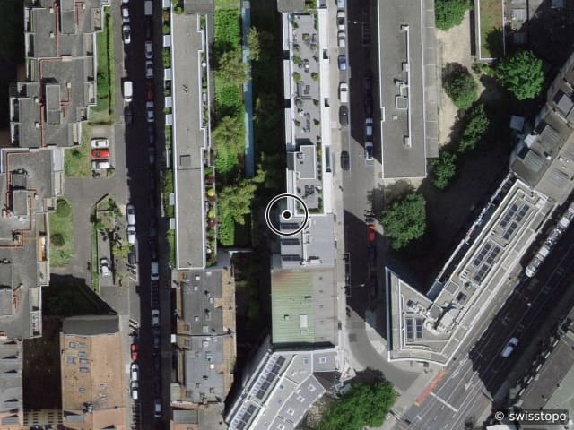 Luftbild Rue des Falaises 10, Genève
